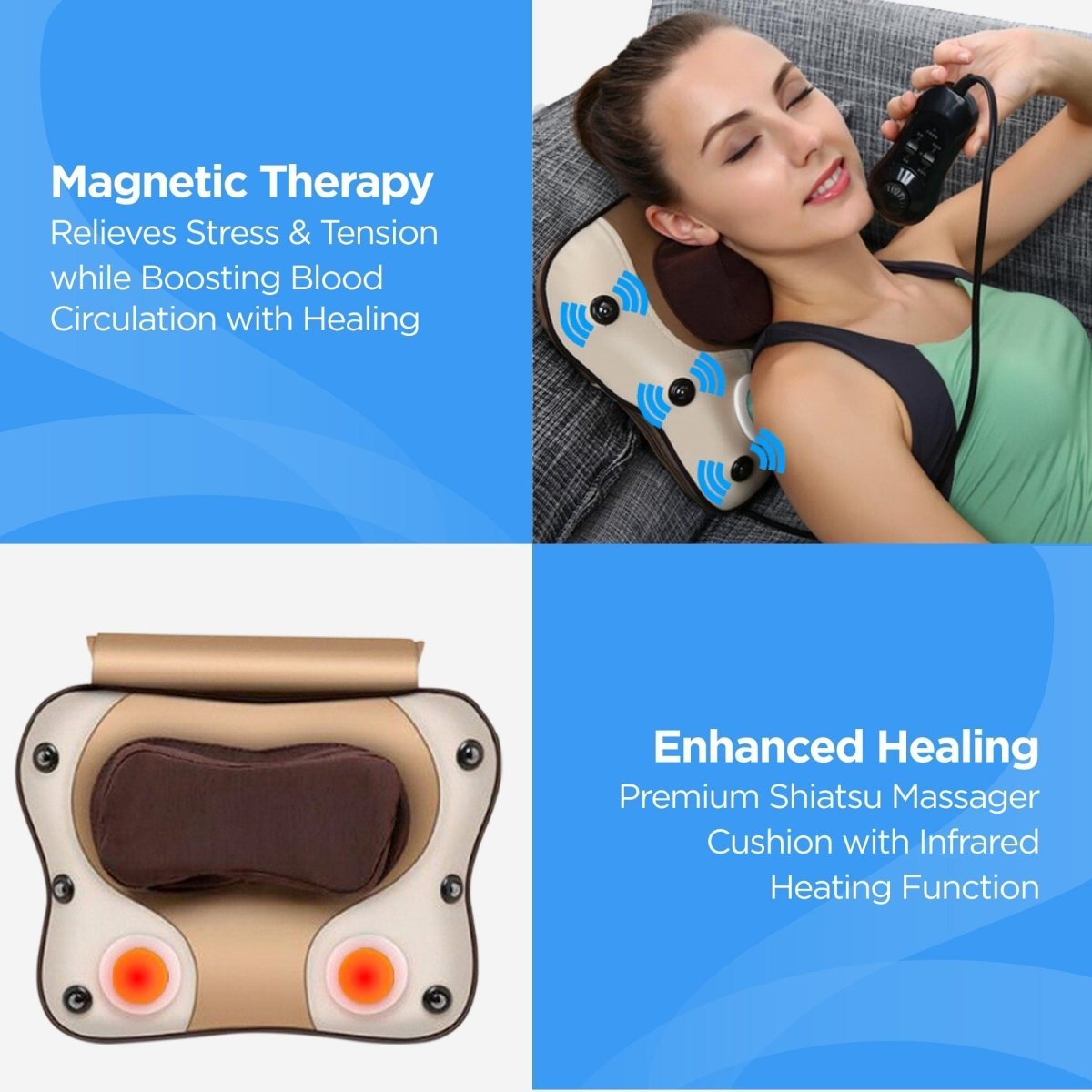 Dr Physio USA 3D Massage Pillow with Heat 1009 (Brown)
