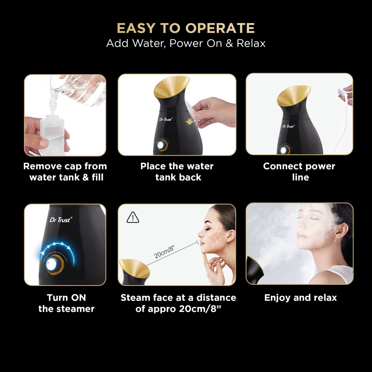 Dr Trust USA 3-in-1 Nano Ionic Facial Steamer 909 (Black)
