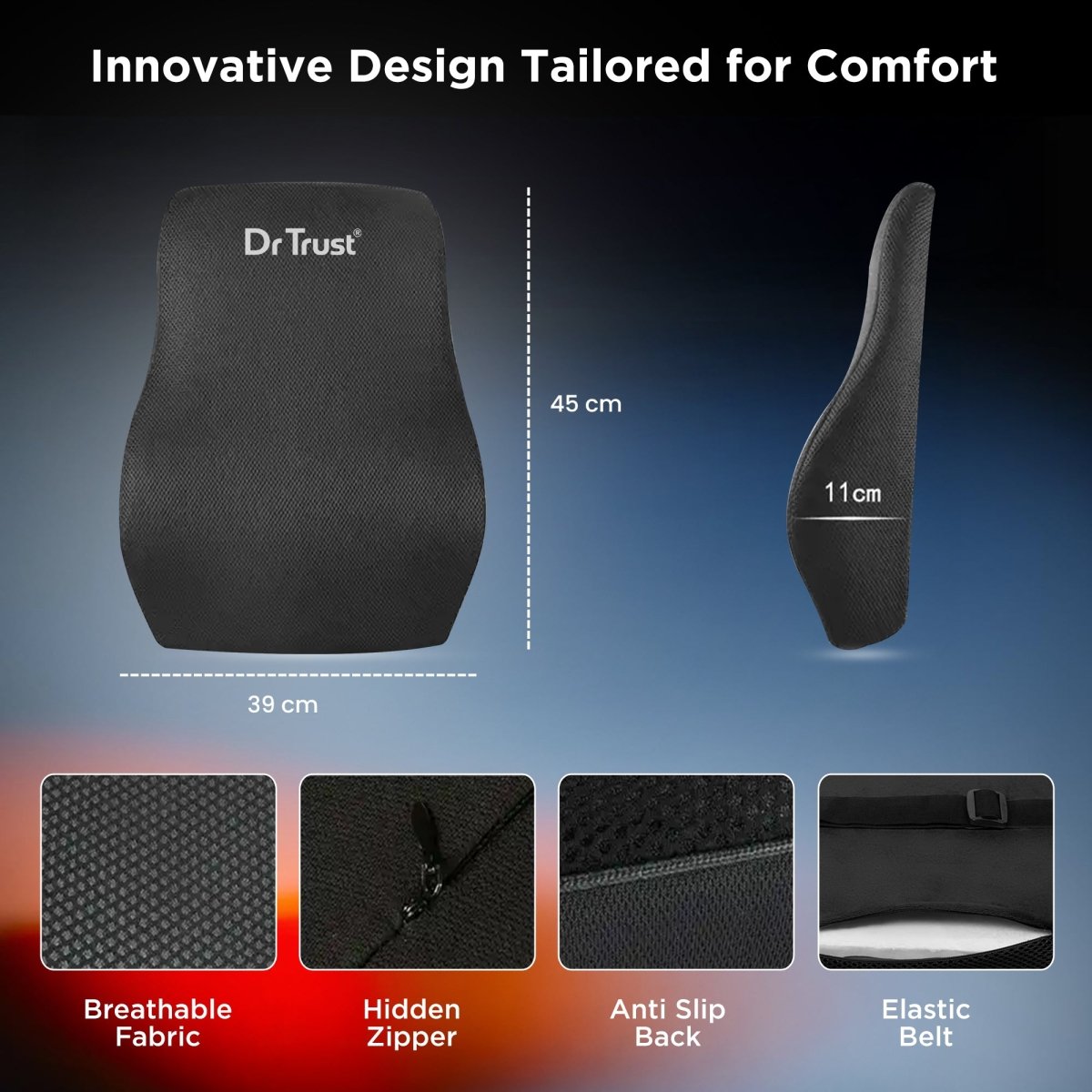 Dr Trust USA 3216 Orthopaedic Back Rest Support Pillow for Back Pain Relief