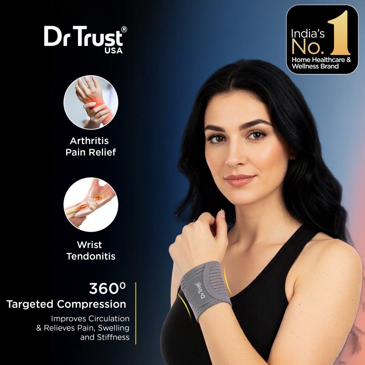 Dr Trust USA 4603 Wrist Support Brace for Pain Relief (Men & Women)