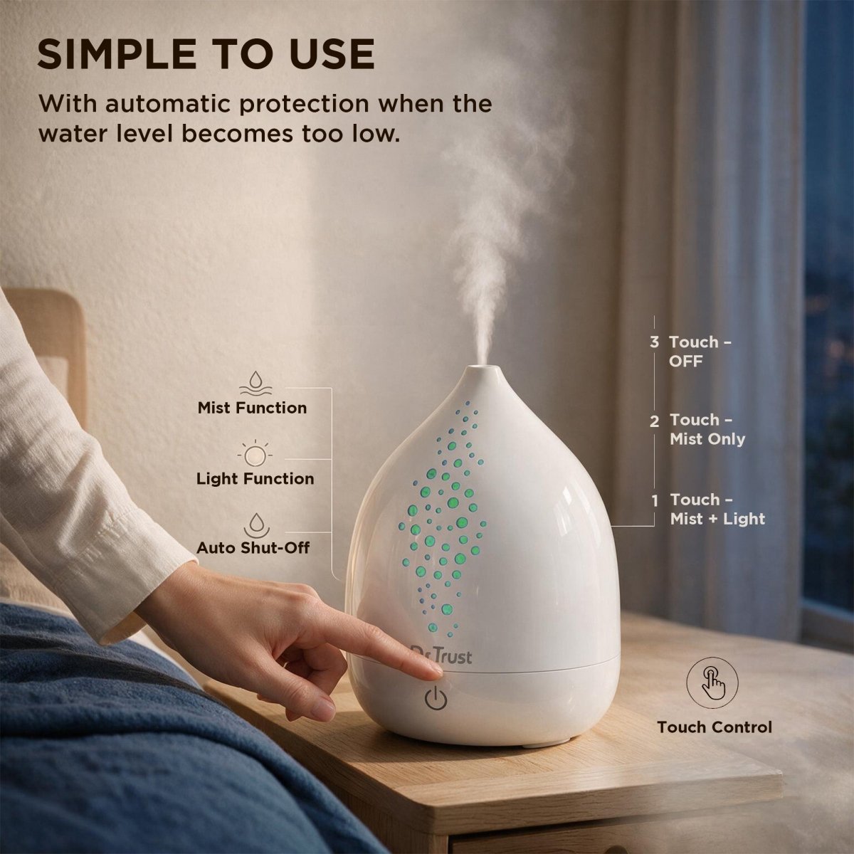 Dr Trust USA 911 Halomist Aroma Diffuser Ultrasonic Essential Oil Cool Mist Humidifier with 5 Colour Ambient LED Light, 200mL Water Tank, Aromatherapy Diffuser for Bedroom, Home, Office & Yoga
