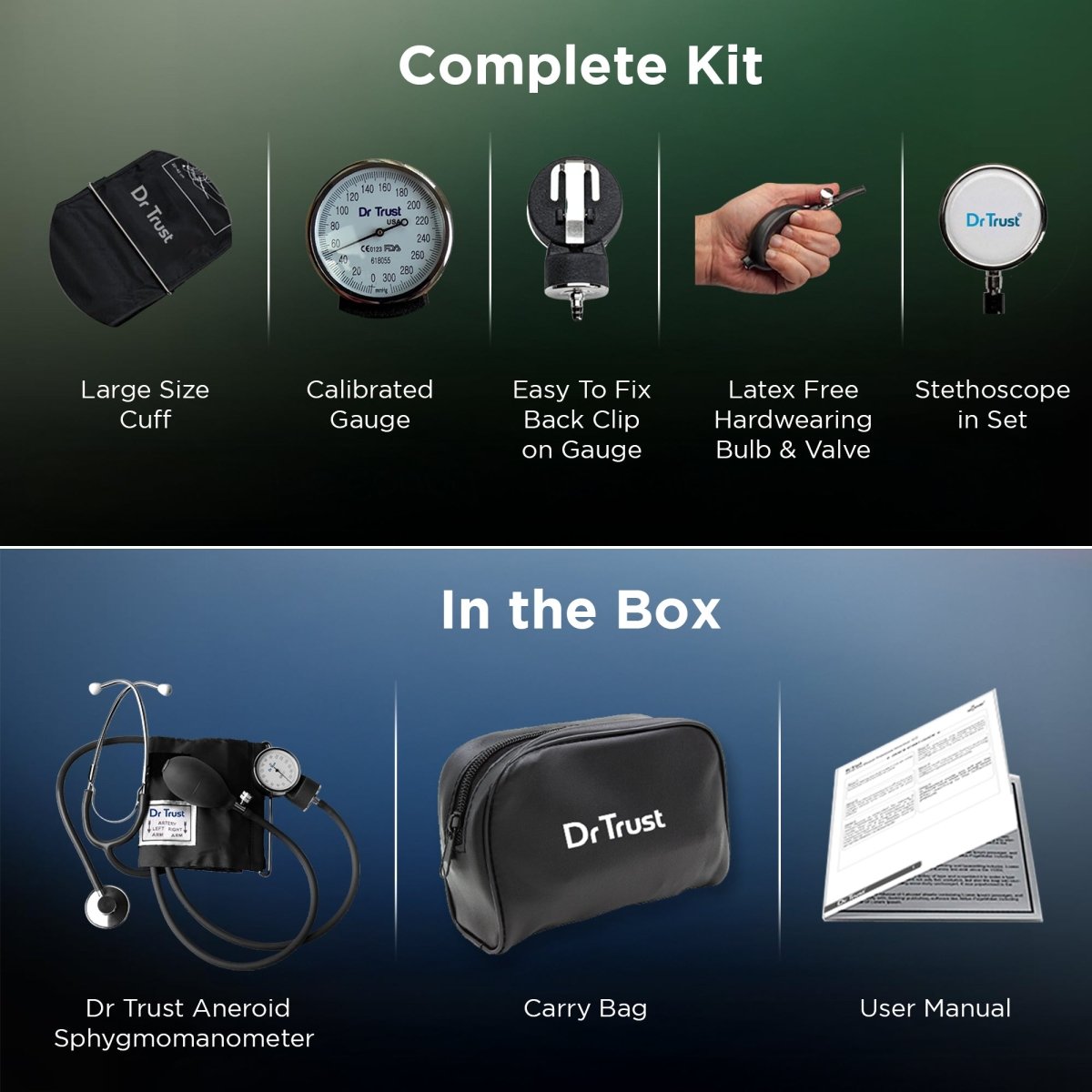 Dr Trust USA Aneroid Sphygmomanometer With Stethoscope 112
