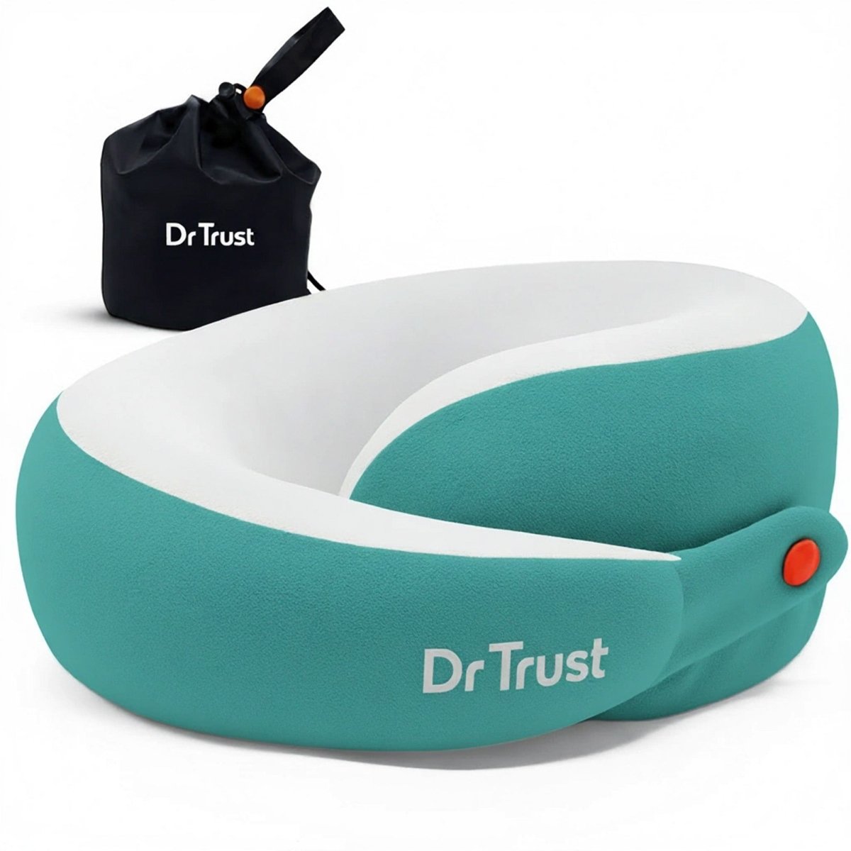 Dr Trust USA Cocoon 395 Travel Neck Pillow 360° Ergonomic Support for Car, Flight & Train Comfortable Memory Foam Pillow with 4 Adjustable Buttons – Blue