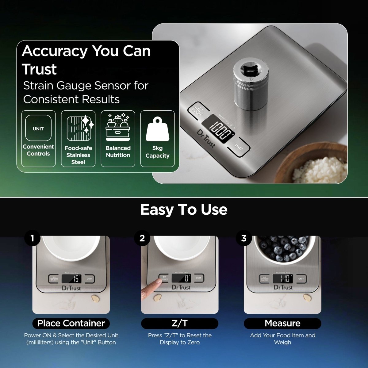Dr Trust USA Digital Stainless Steel Kitchen Weighing Scale 529