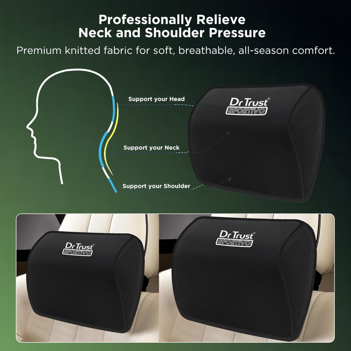 Dr Trust USA Orthopedic Neck Rest Car Seat Cushion 353 (Small)