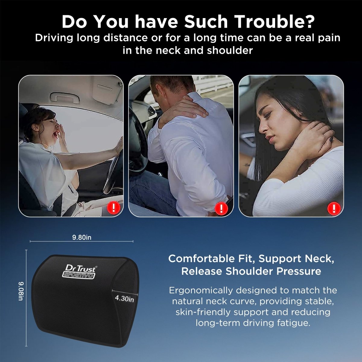 Dr Trust USA Orthopedic Neck Rest Car Seat Cushion 353 (Small)