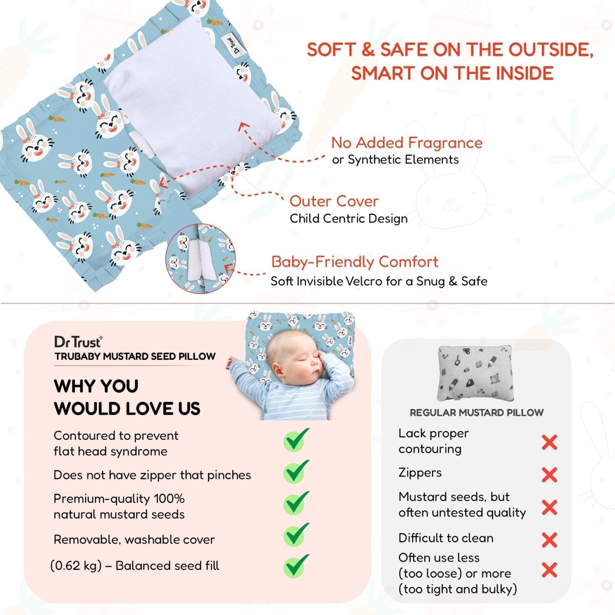 Dr Trust USA TRUBABY Mustard Seed Baby Head Shaping Pillow 380