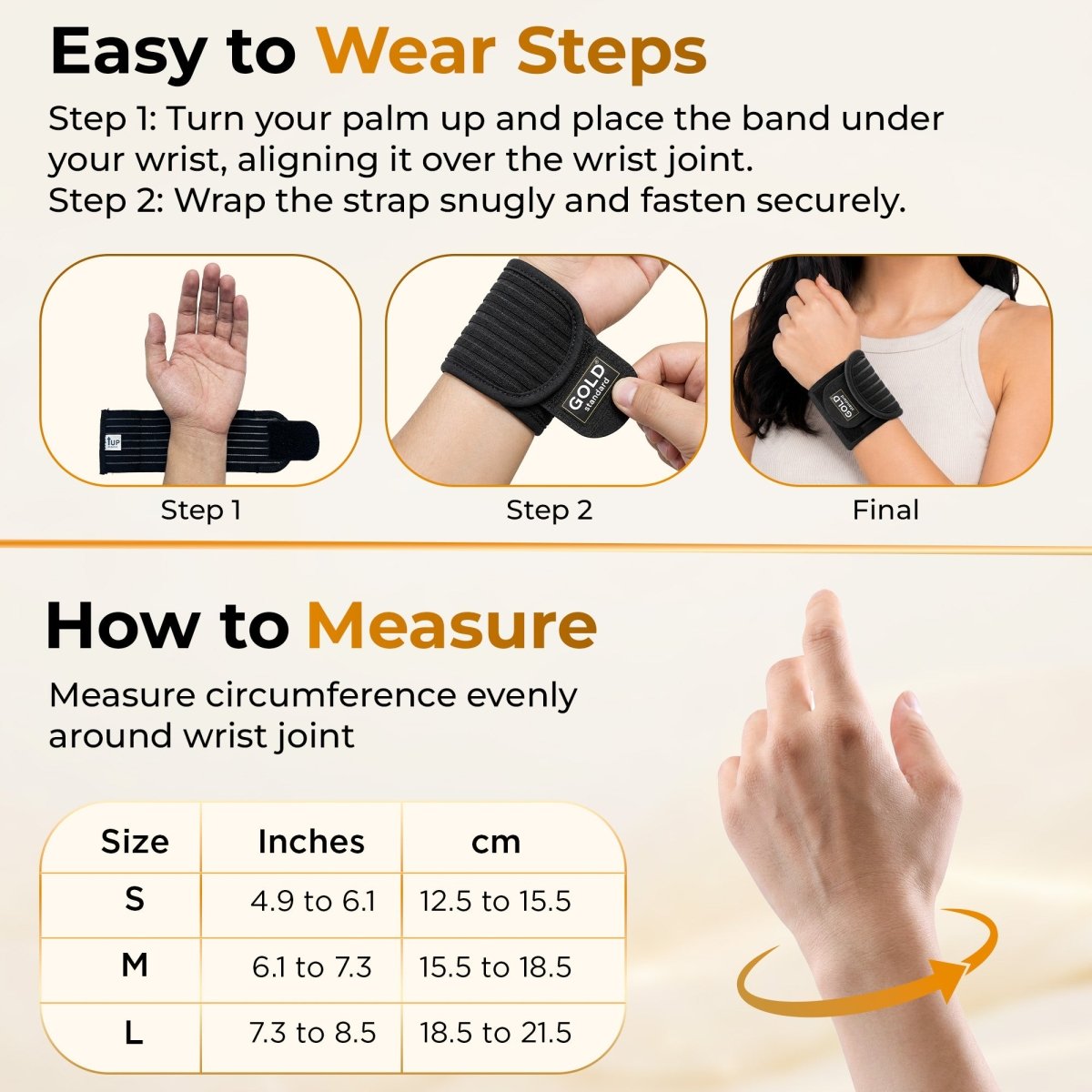 Gold Standard Wrist Brace with Double Lock 2021, Compression Wrist Support Band for Carpal Tunnel, Arthritis, Tendonitis, TFCC, Sprain, Weightlifting, Gym, Sports, Typing & Daily Wear, Men & Women (S, M, L)