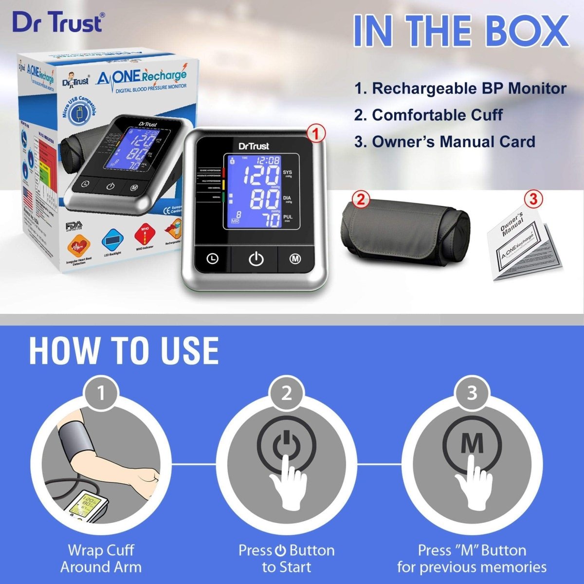 Dr Trust USA A - one Rechargeable Digital BP Monitor