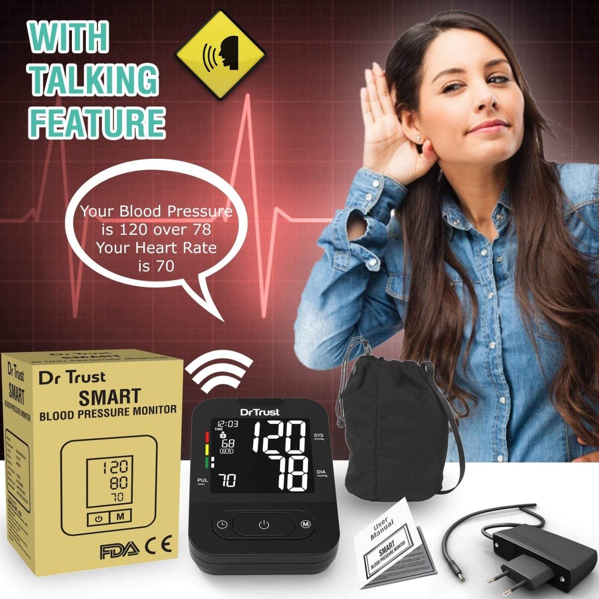 Dr Trust USA BP Smart (Non MDI with Adaptor) Monitor