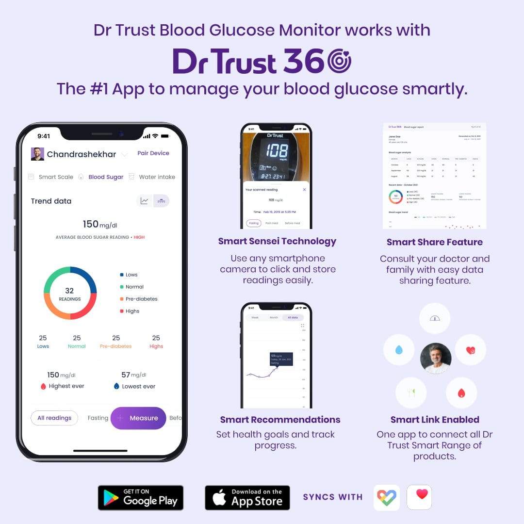Dr Trust USA Gold Standard Glucometer 9002 (60 Strips)