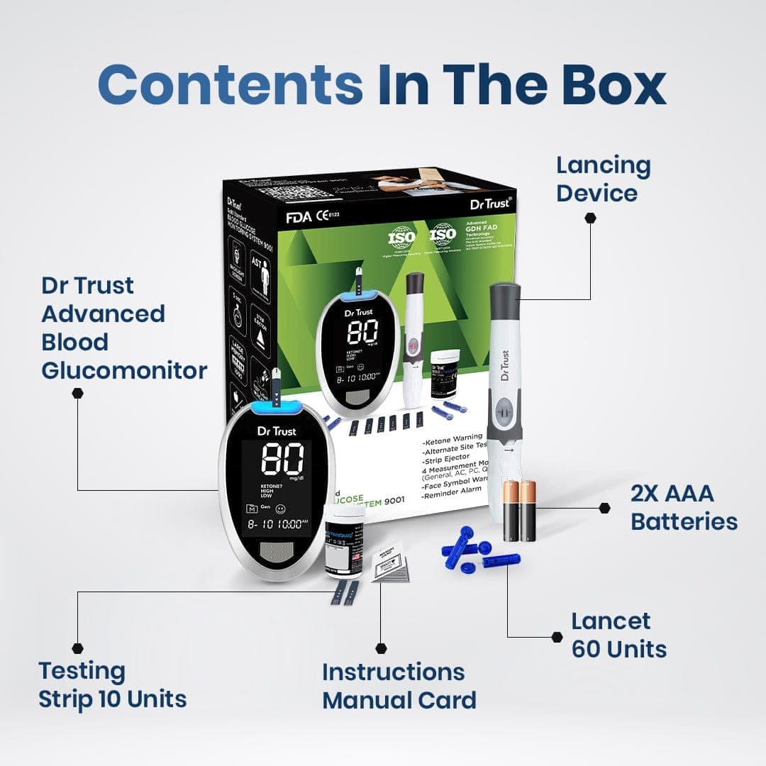 Dr Trust USA Gold Standard Glucosure Glucometer 9001 (60 Strips)