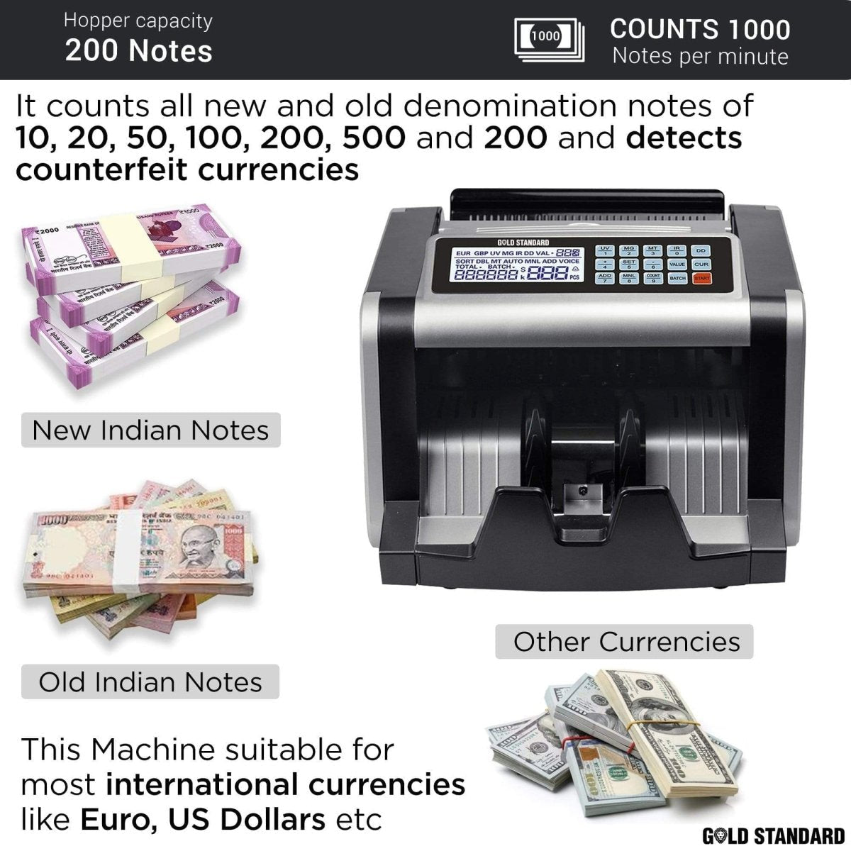 Goldstandard USA Currency Note Counting Machine 3006