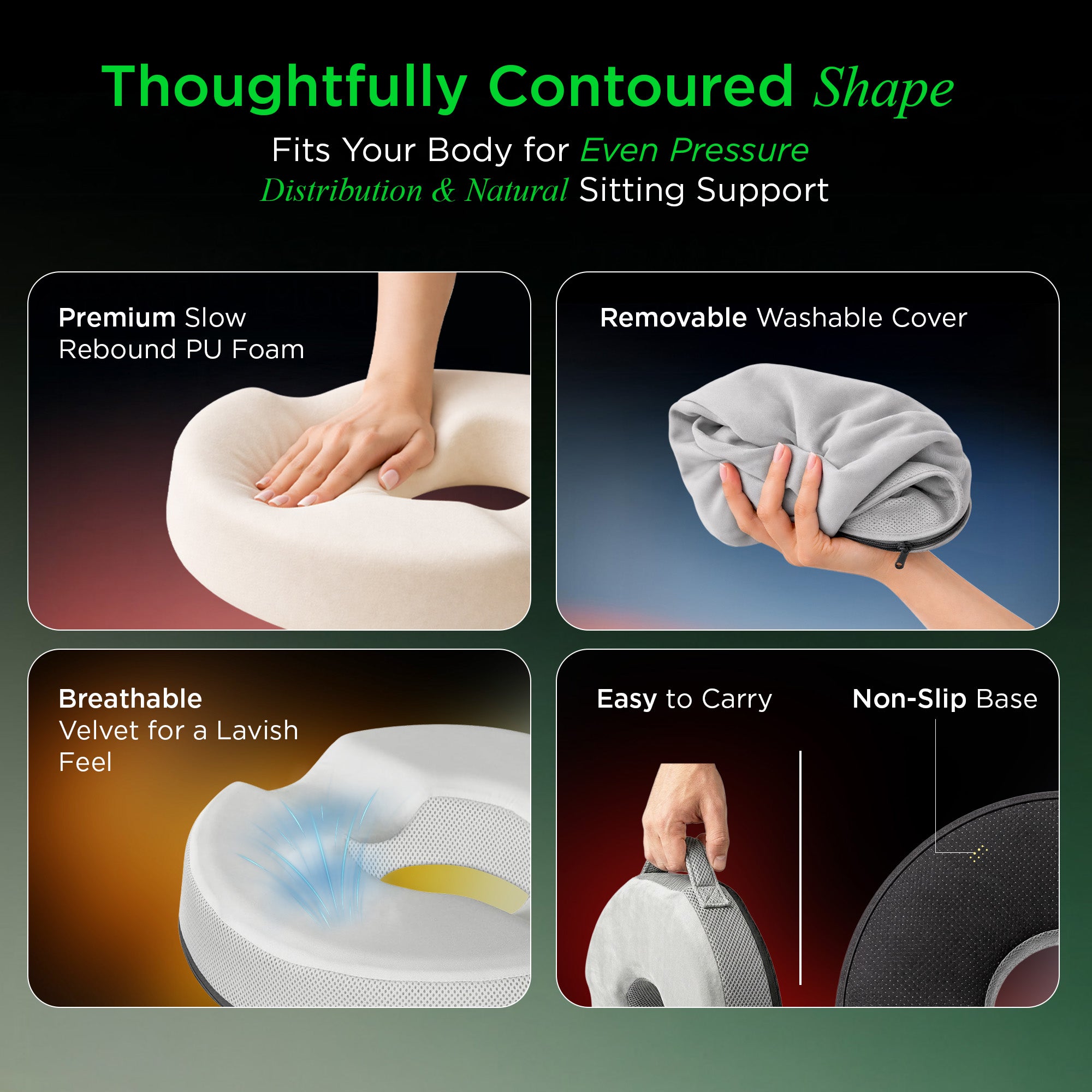 Dr Trust USA 3208 Orthopedic Donut Pillow for Tailbone Pain Relief Ergonomic Ring Cushion Seat for Piles, Hemorrhoids, Postpartum Recovery & Coccyx Support Sitting Cushion for Office Chair, Car & Wheelchair