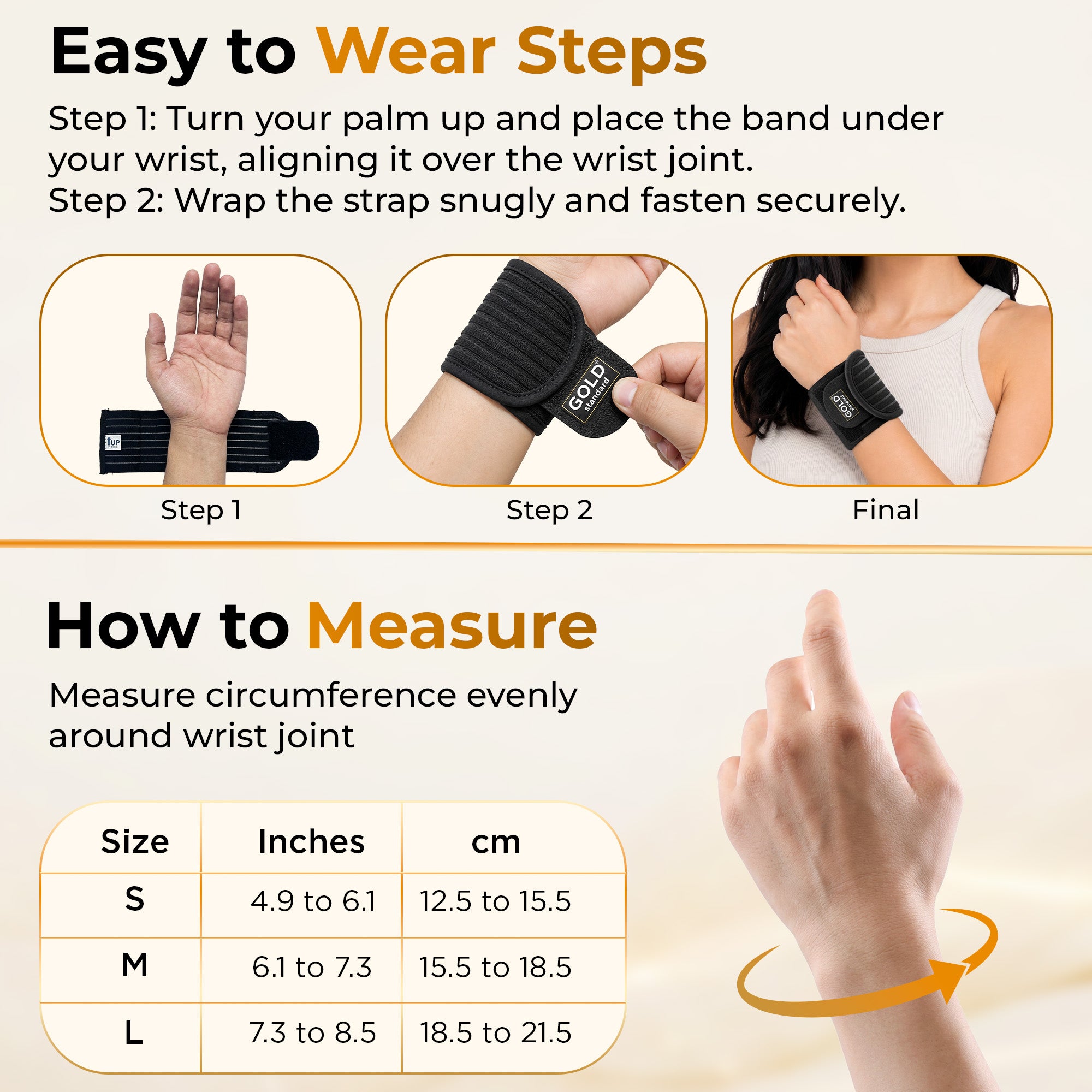 Gold Standard Wrist Brace with Double Lock 2021, Compression Wrist Support Band for Carpal Tunnel, Arthritis, Tendonitis, TFCC, Sprain, Weightlifting, Gym, Sports, Typing & Daily Wear, Men & Women (S, M, L)