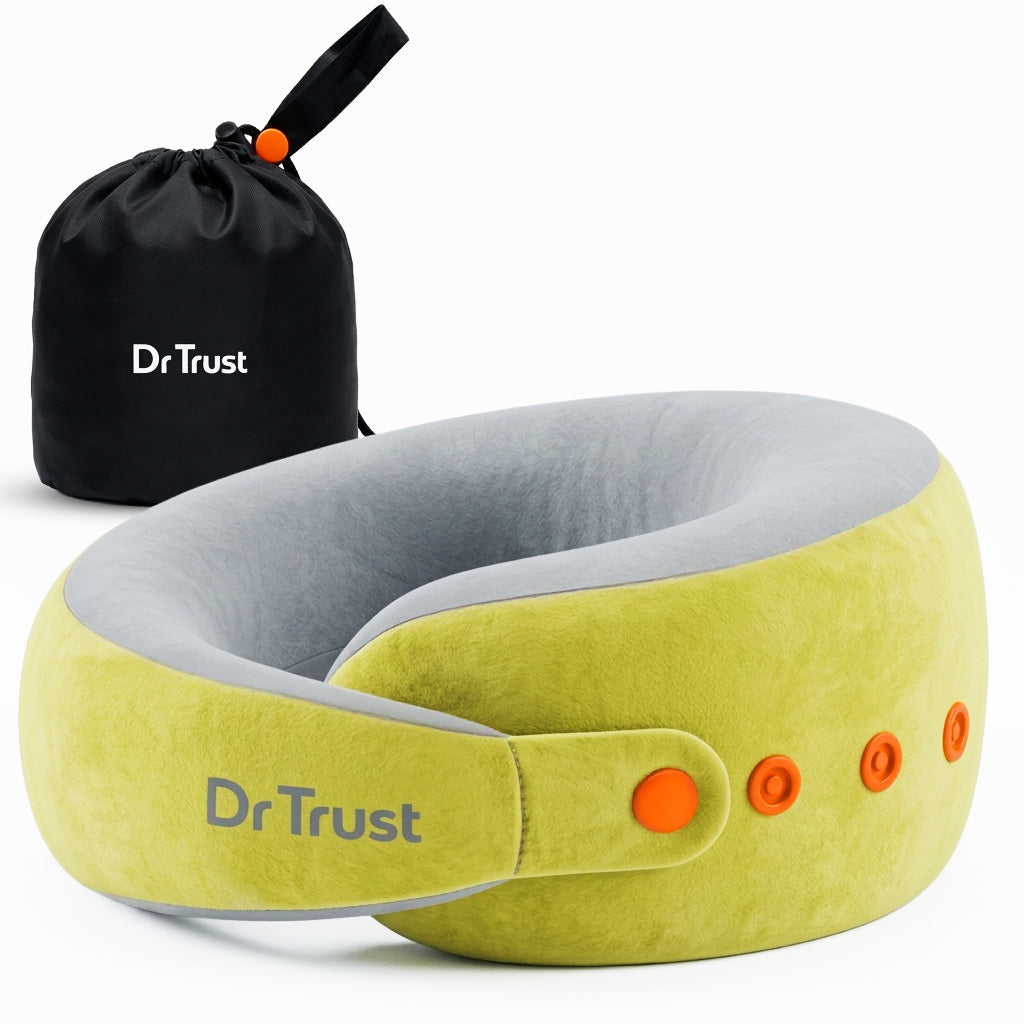 Dr Trust USA Cocoon 3219 Travel Neck Pillow with 360° Support & Memory Foam – Green