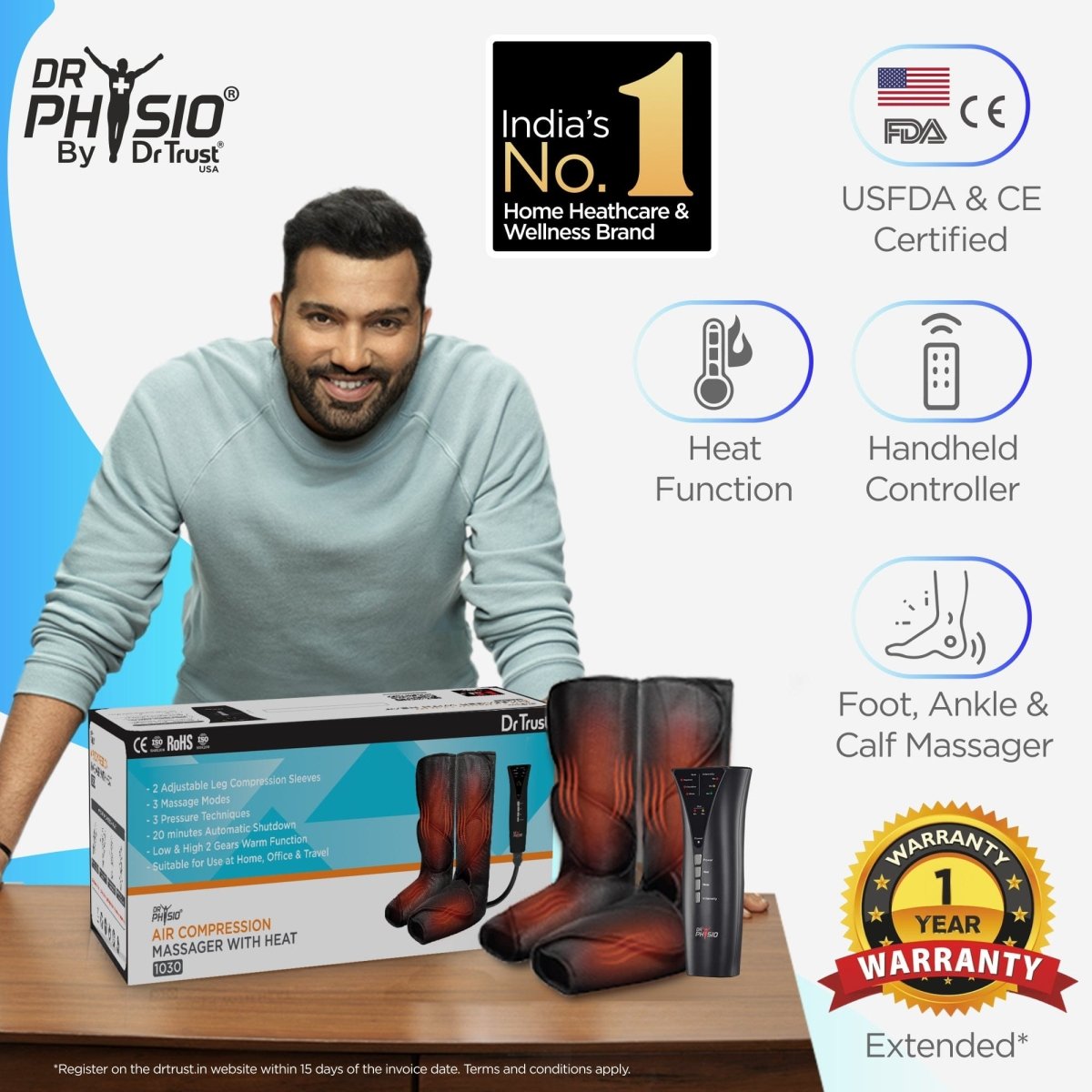 Dr Physio USA Air Compression Massager with Heat DVT Pump 1030