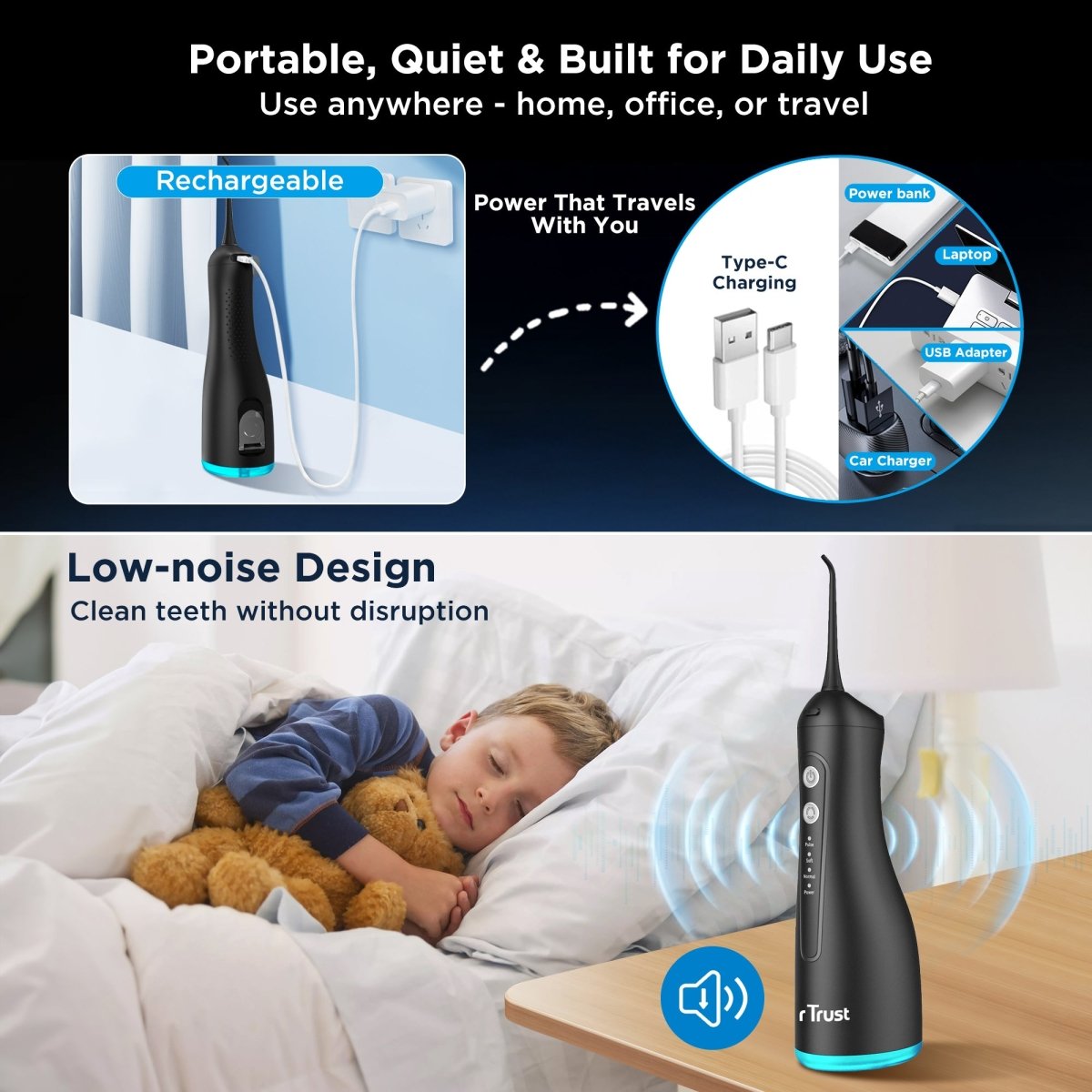 Dr Trust Aquacare Oral Irrigator 314 – 4 Modes, 300ml Tank, IPX7 Waterproof