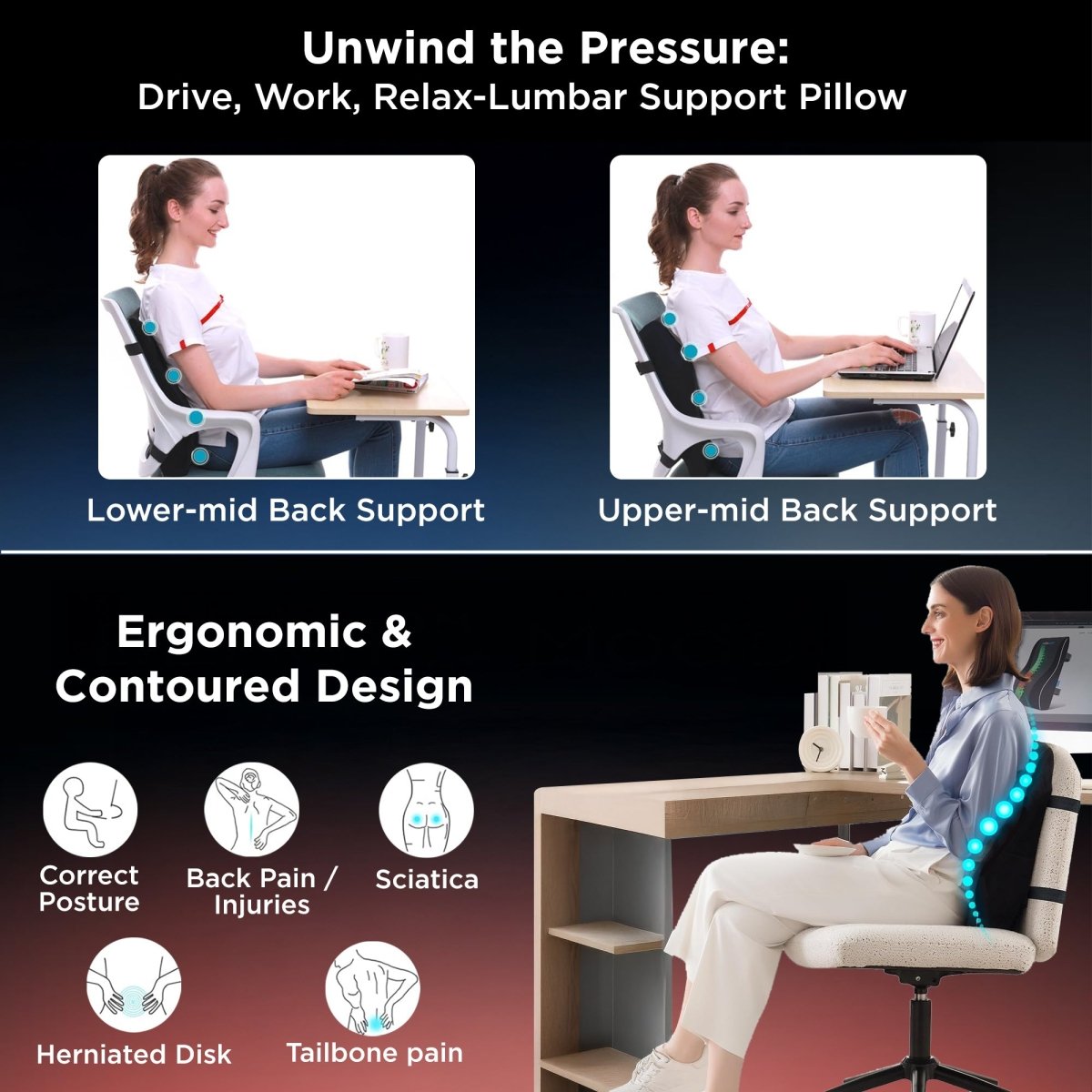 Dr Trust USA 3216 Orthopaedic Back Rest Support Pillow for Back Pain Relief