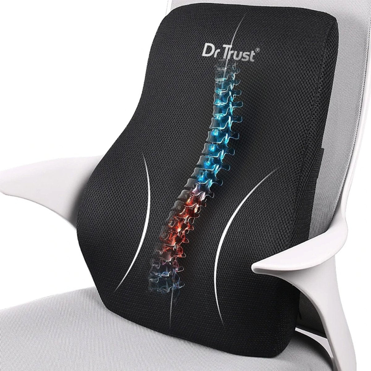 Dr Trust USA 3216 Orthopaedic Back Rest Support Pillow for Sitting, Chair, Car Seat Memory Foam Lumbar Support for Back Pain Relief & Comfortable Sitting