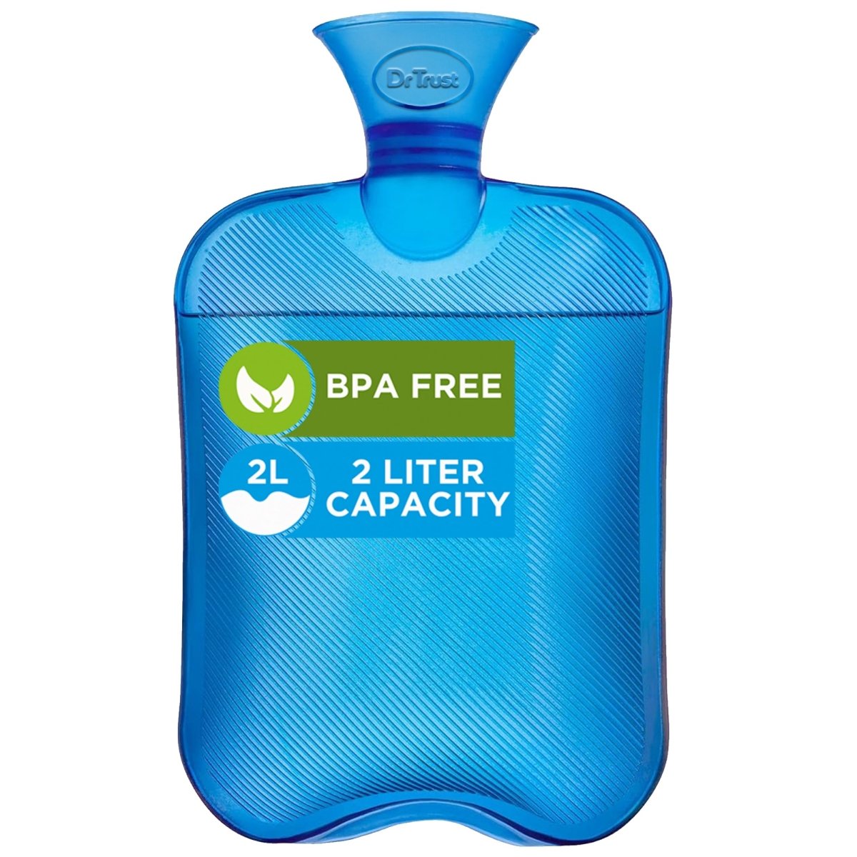 Dr Trust USA 371 Hot Water Bottle for Period Pain Relief, Muscle Cramps, Back Pain, Joint Pain & Winter Warmth BPA - Free PVC Transparent 2L Leak - Proof Hot Water Bag – Pack of 1