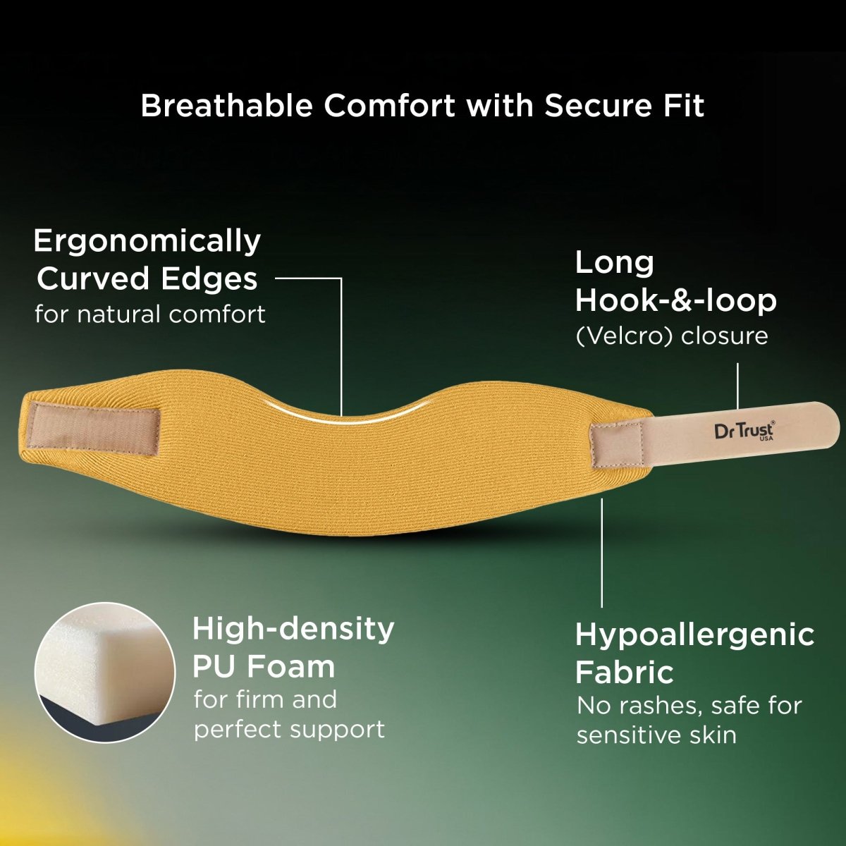 Dr Trust USA 4101 Cervical Collar Soft-Firm Density Contoured Neck Support Brace for Pain Relief, Cervical Spondylosis & Injury Recovery Support Collar For Posture Correction & Daily Use