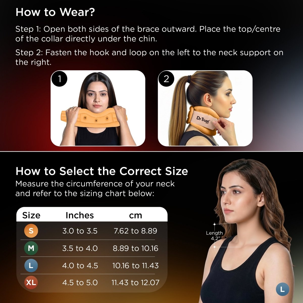 Dr Trust USA 4102 Soft Cervical Collar for Neck Pain & Posture Support (Men & Women)