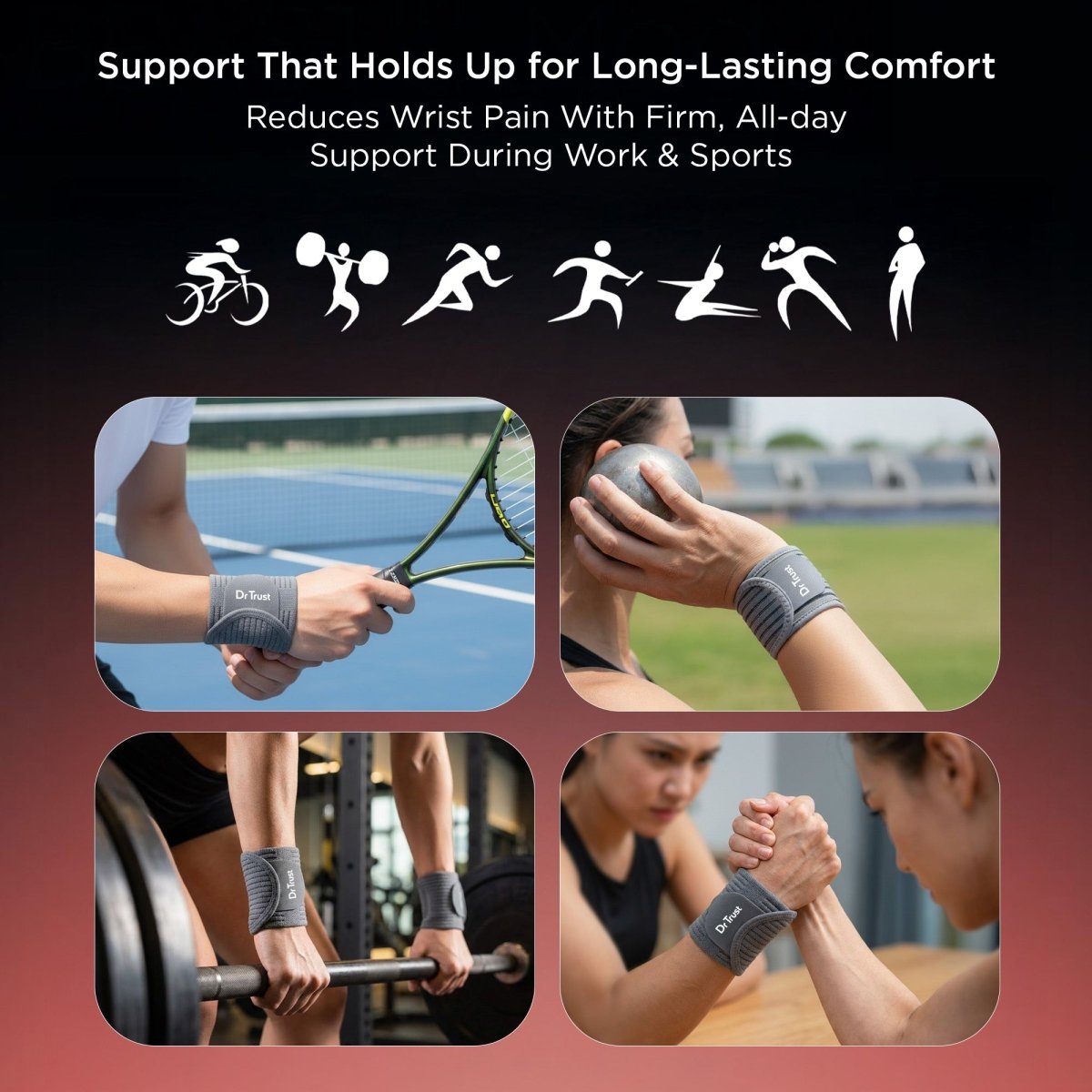Dr Trust USA 4603 Wrist Support Brace for Pain Relief (Men & Women)