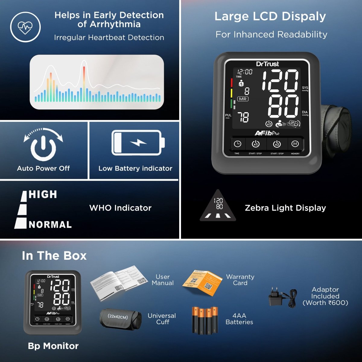Dr Trust USA Afib Talk Atrial Fibrillation BP Monitor Blood Pressure Machine 104