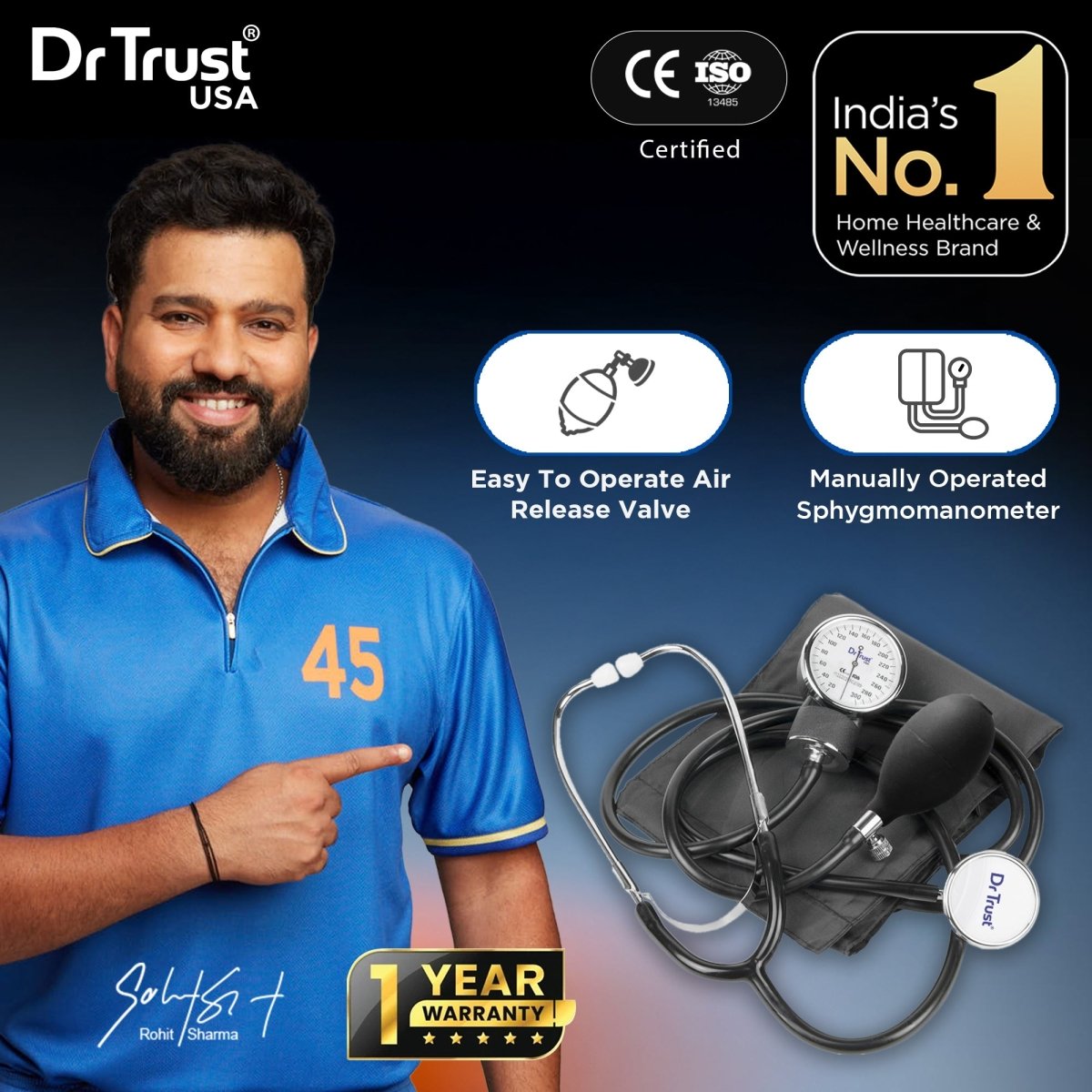 Dr Trust USA Aneroid Sphygmomanometer With Stethoscope 112