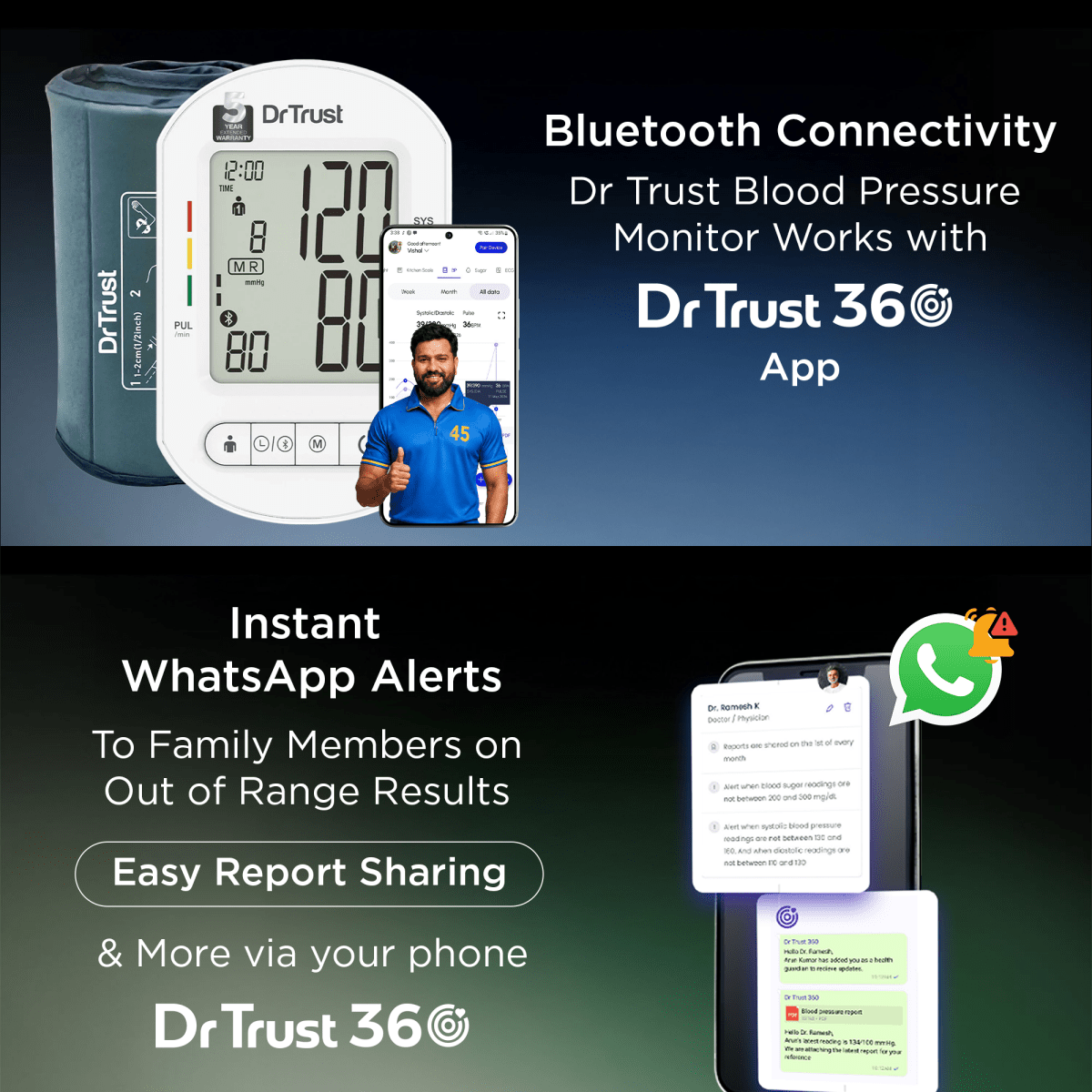 Dr Trust USA Blood Pressure Monitor Core Model with Bluetooth 124