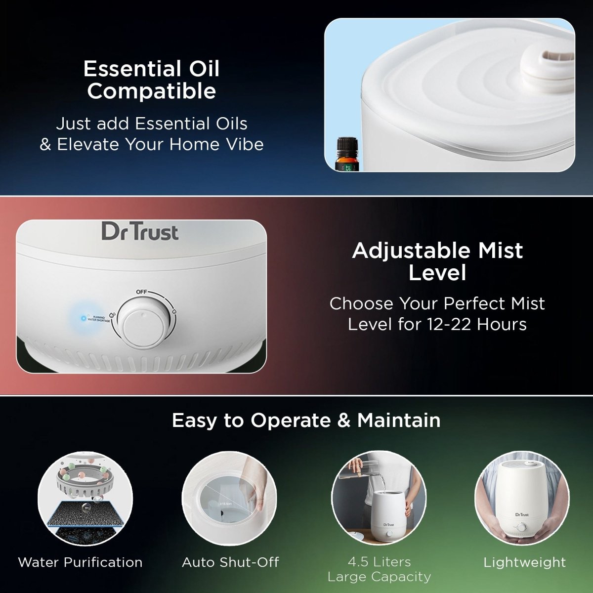 Dr Trust USA Cool Mist Humidifier 4.5L - 907