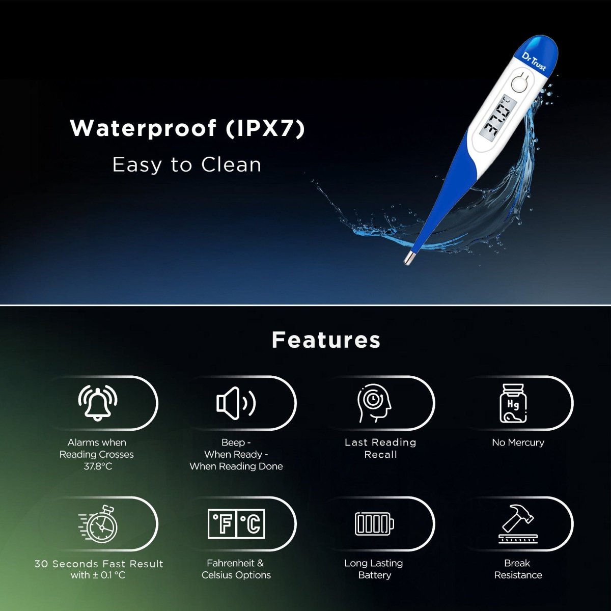 Dr Trust USA Flexible Tip Digital Thermometer 604