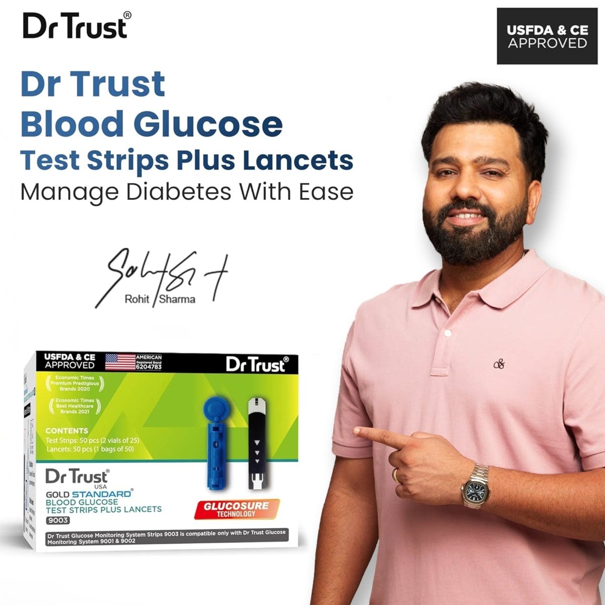 Dr Trust USA Gold Standard Glucometer Strips (50) 9003