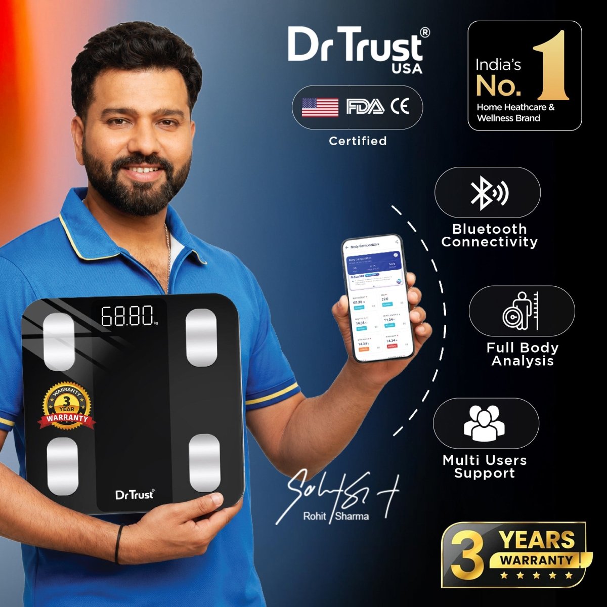 Dr Trust USA Legend Smart Body Fat Analyzer & BMI Weight Machine 526