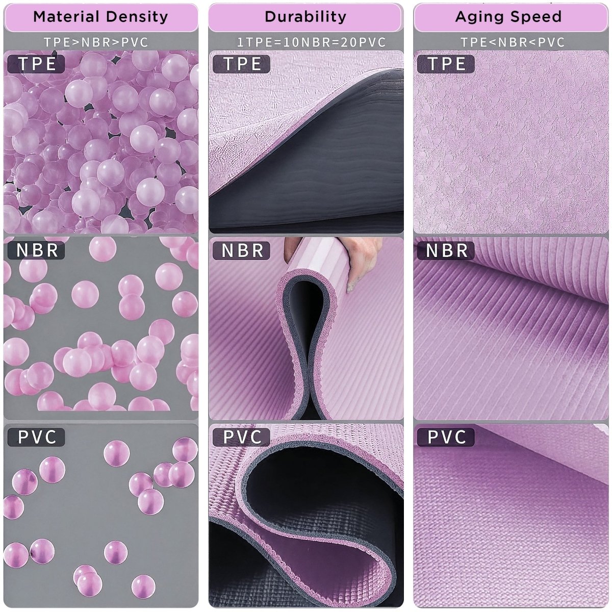 Dr Trust USA Mauve Plum Foldable TPE Yoga Mat 337 Anti-Slip 6mm, Sweat-Proof & Lightweight Portable Exercise Mat for Yoga, Pilates, Meditation & Home Workouts