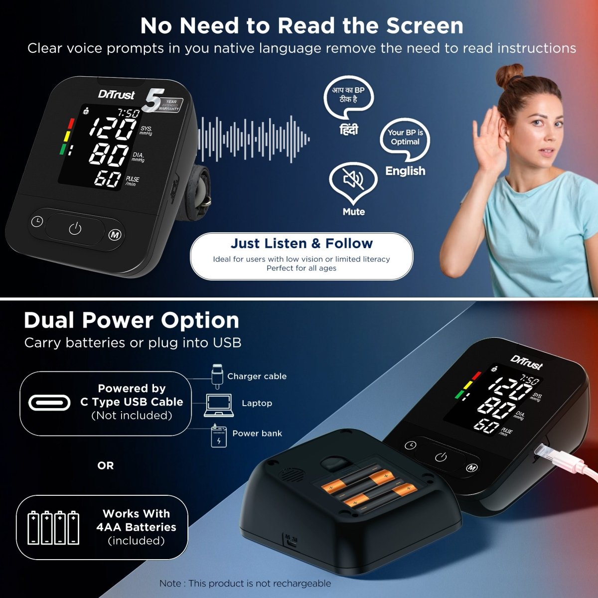 Dr Trust USA Smart Talking Digital BP Machine 101
