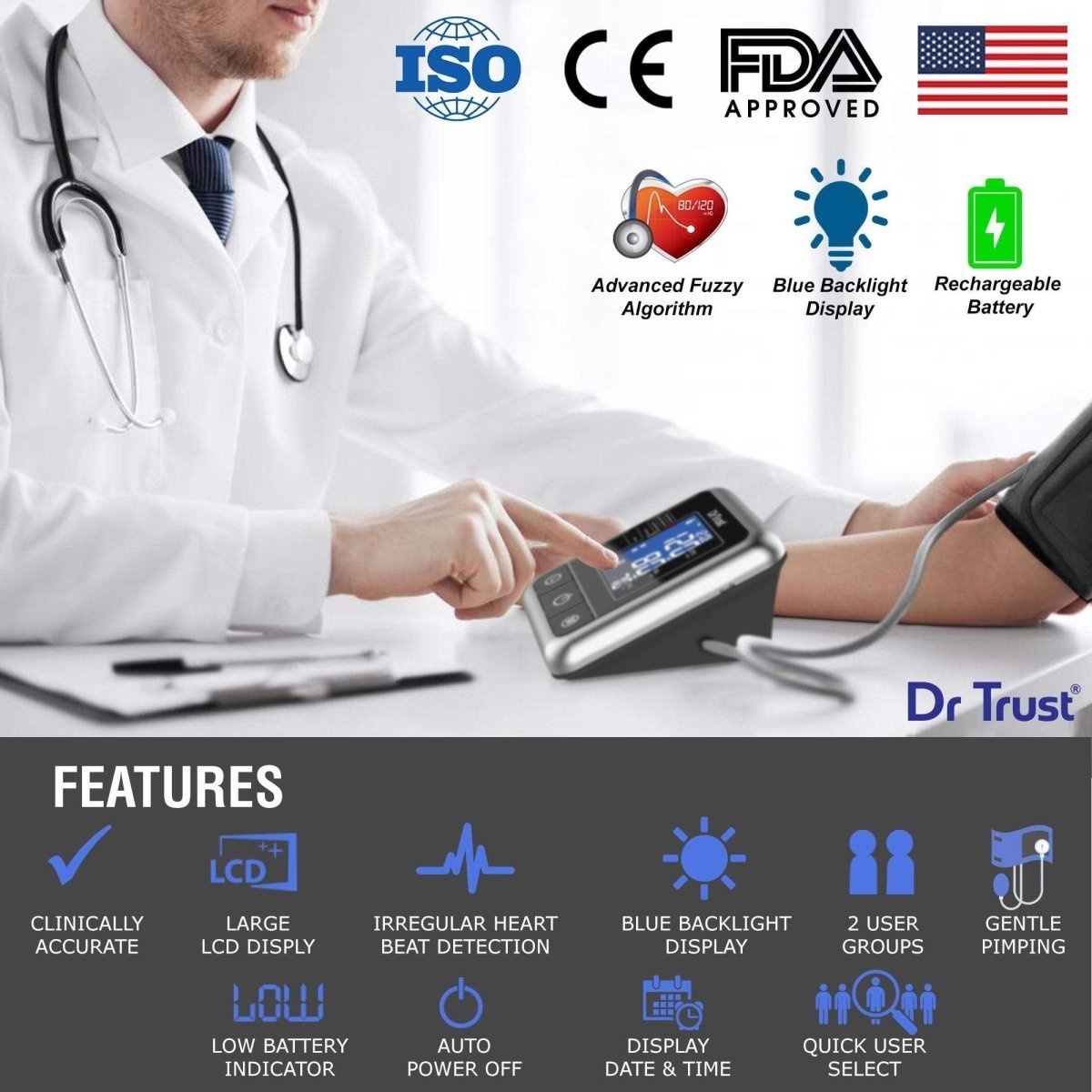 Dr Trust USA A-one Rechargeable Digital BP Monitor