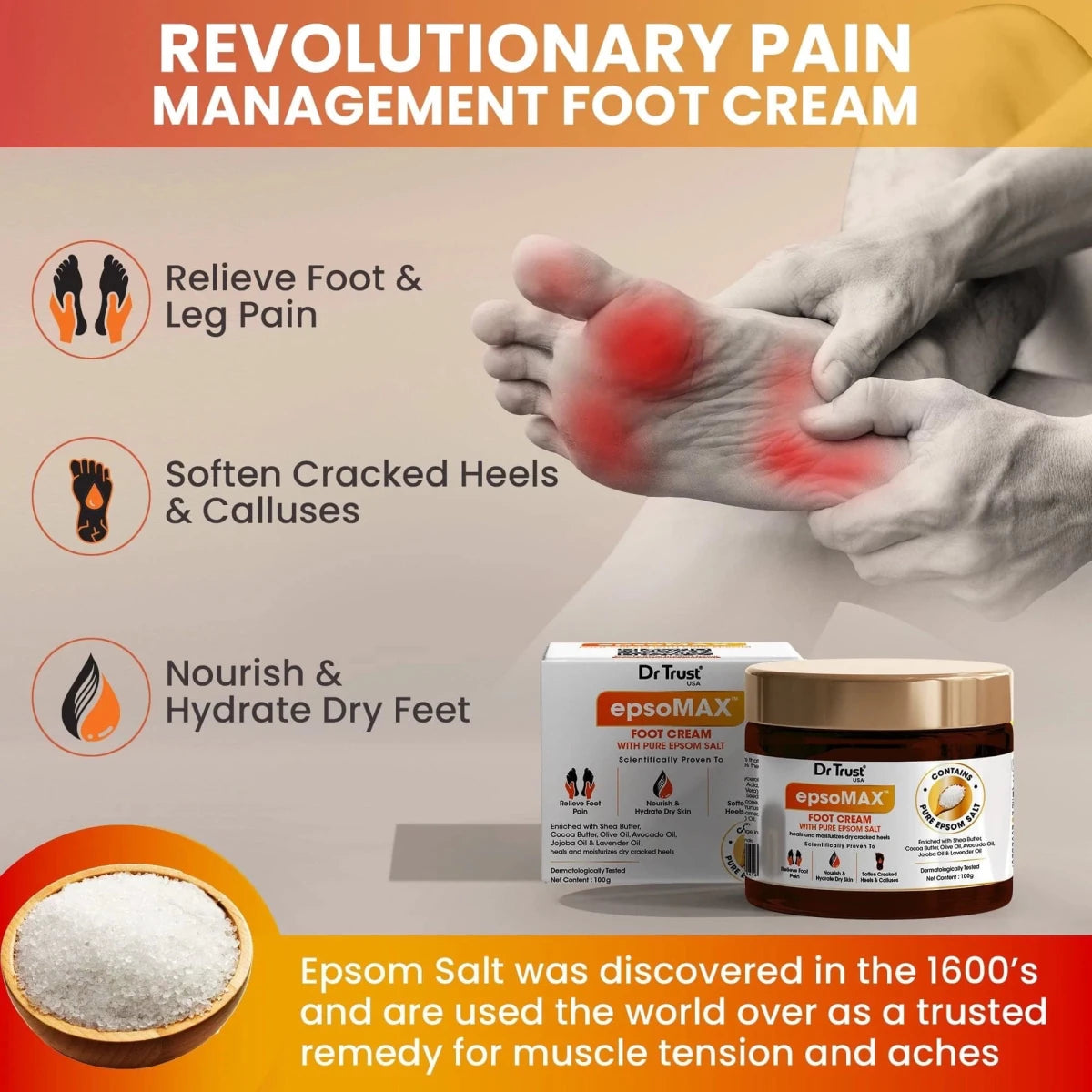 Dr Trust USA Epsomax Pain Relief Foot Cream 1403