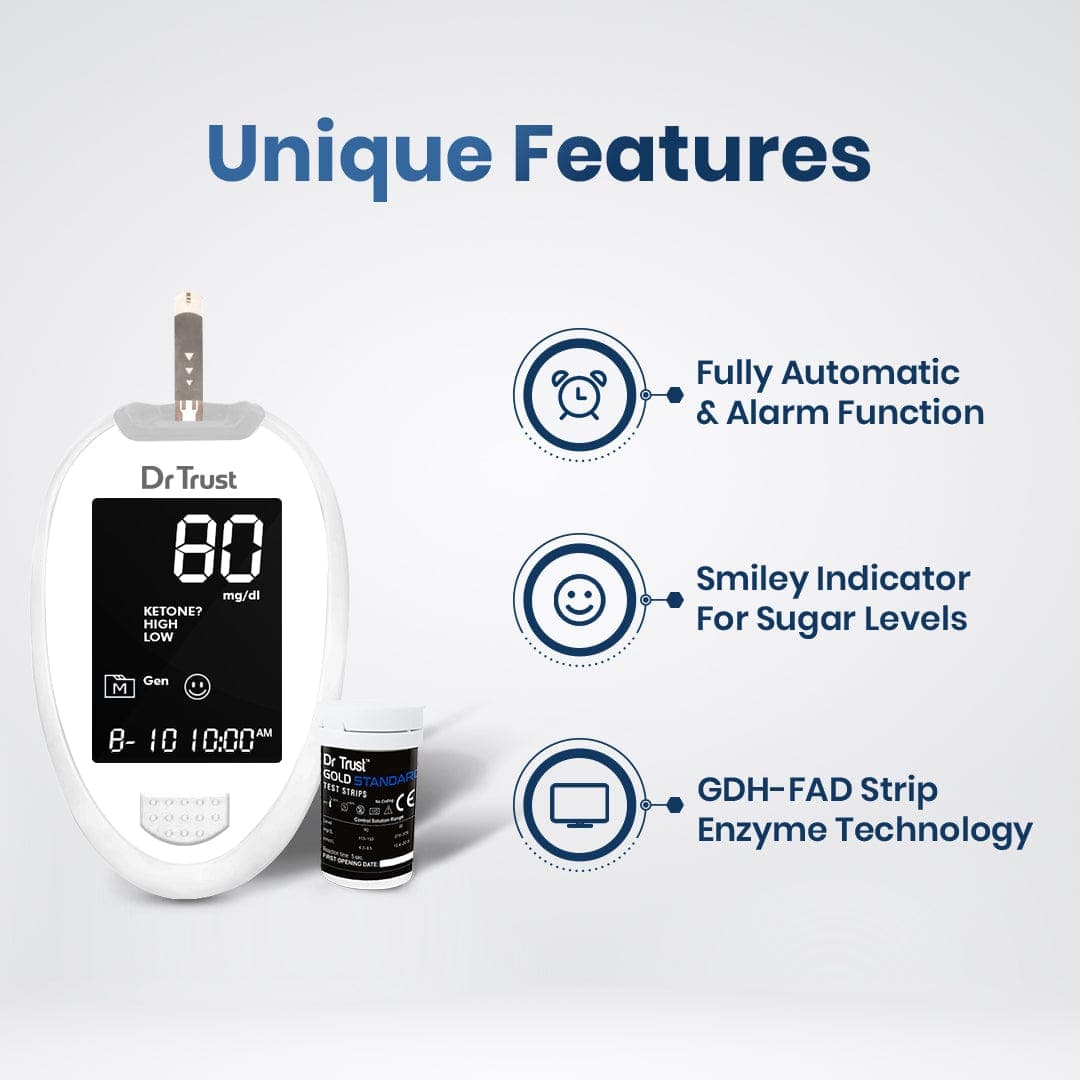 Dr Trust USA Gold Standard Glucometer 9002 (60 Strips)