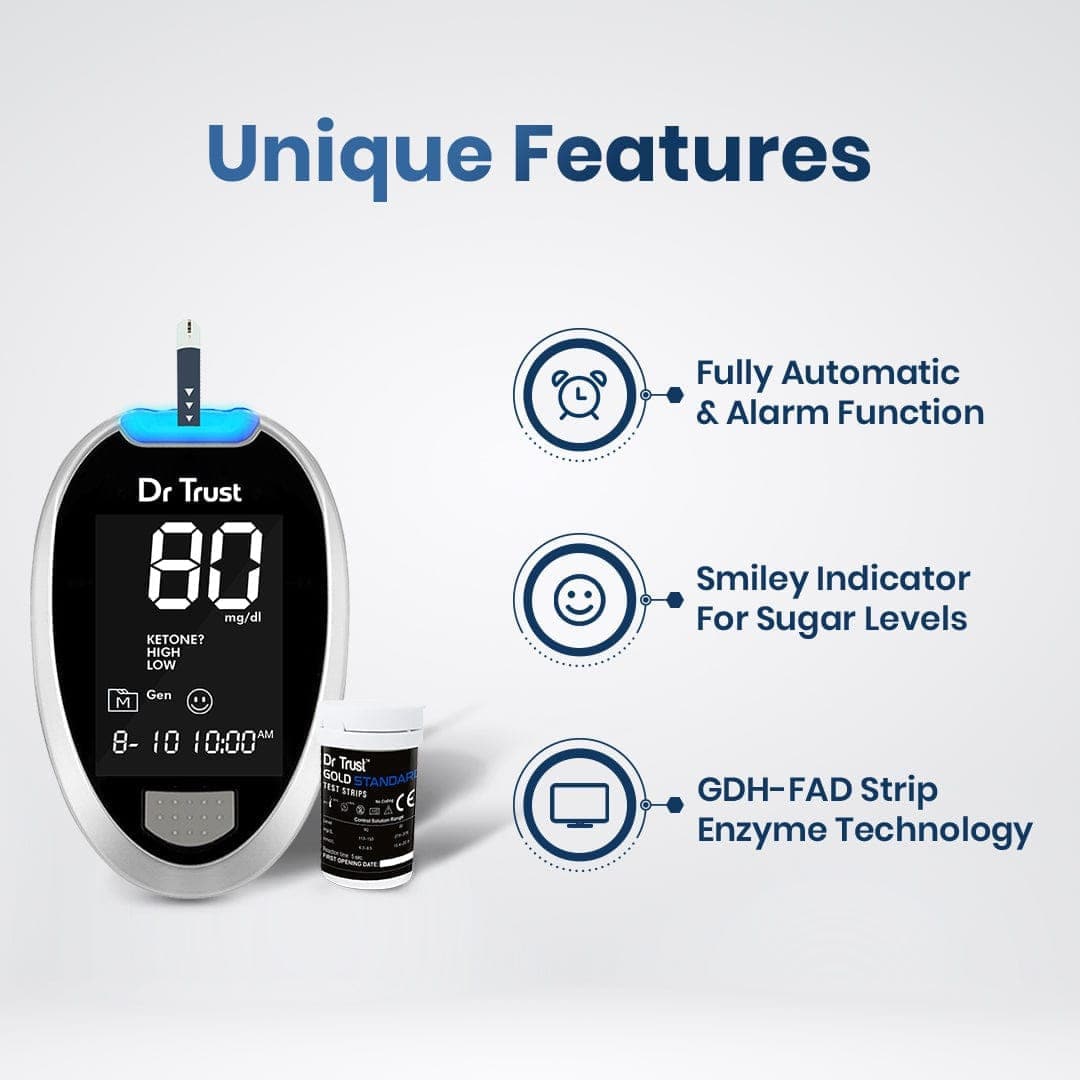 Dr Trust USA Gold Standard Glucosure Glucometer 9001 (60 Strips)