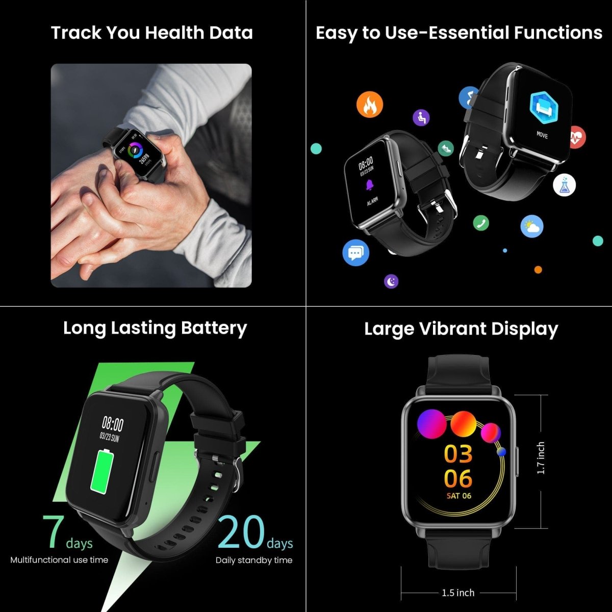 Dr Trust USA Healthpal 2 Smart Watch (1.7" HD Display, Calling)