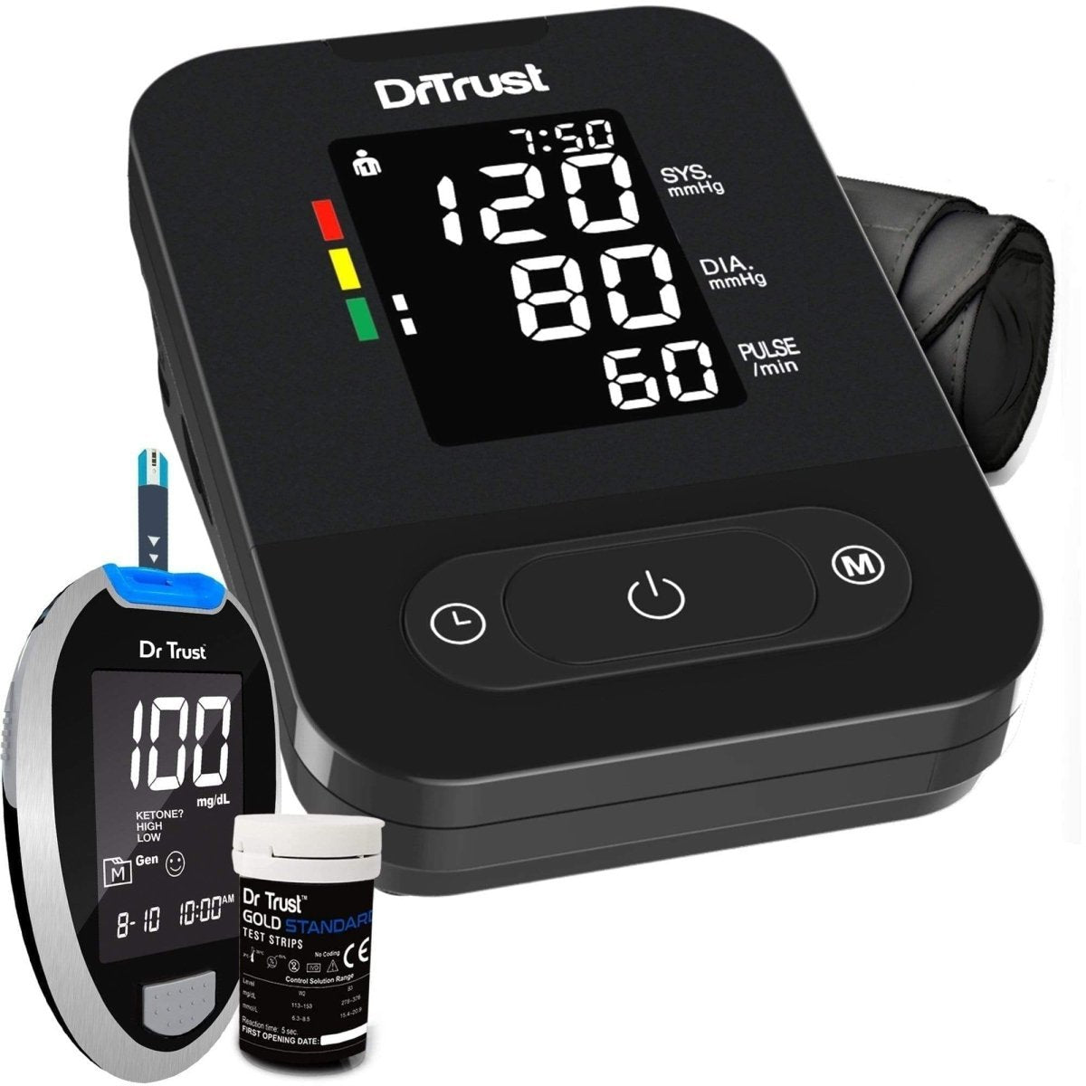 Dr Trust USA Smart BP Machine 101 + Glucose Testing 9001 (10 strips)